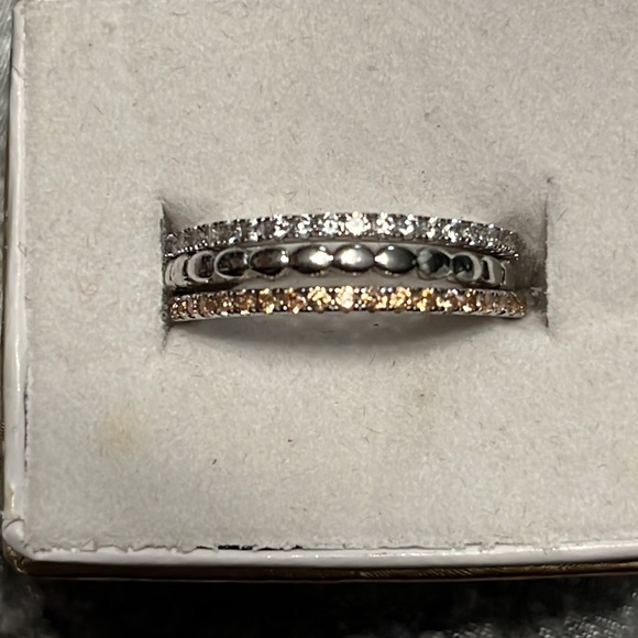 RBP2283 Unicorn- Farmhouse Brush Morganite on Rhodium Plate Bands Size 8 - Picture 3 of 9